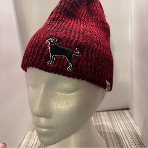 47 Brand Black Dog Knit Beanie Unisex. Heathered Red and Black. Ribbed. One size